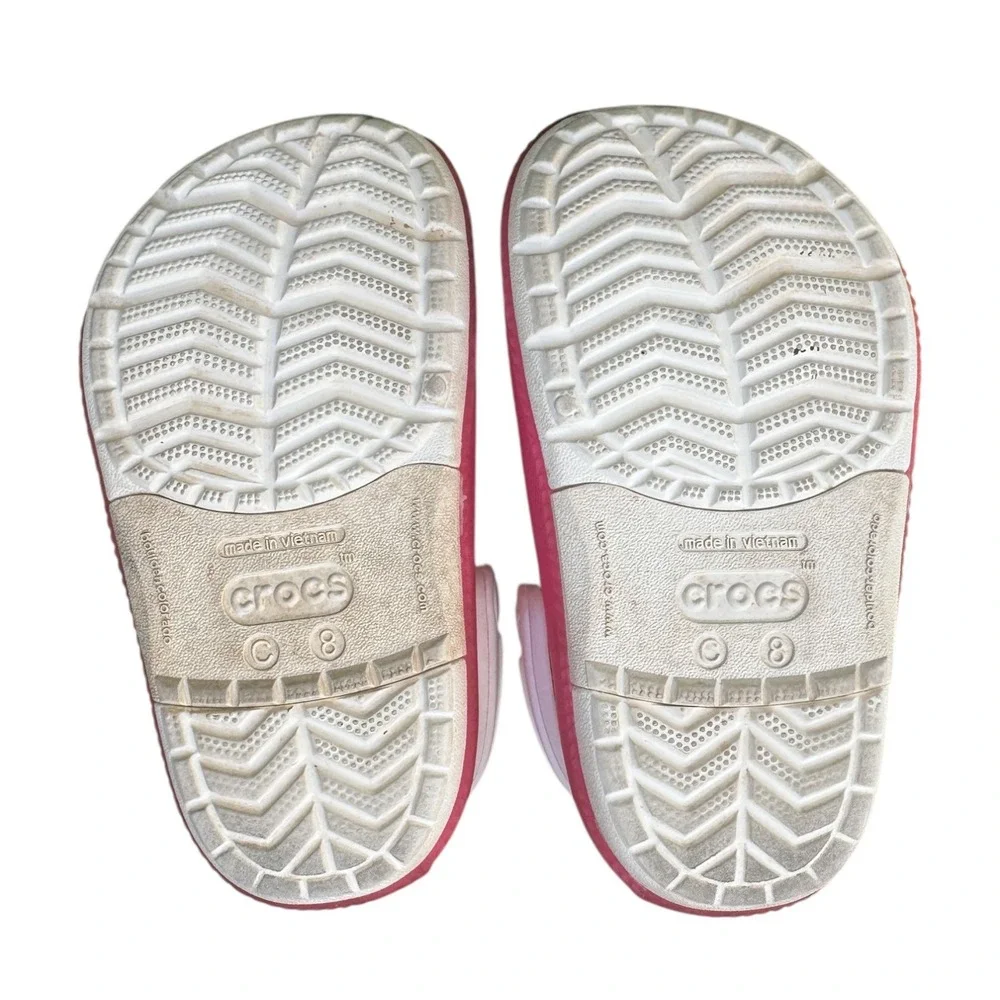 Crocs Kids Classic Cutie Clog‎ White Pink Platform Sandals Toddler Size 8